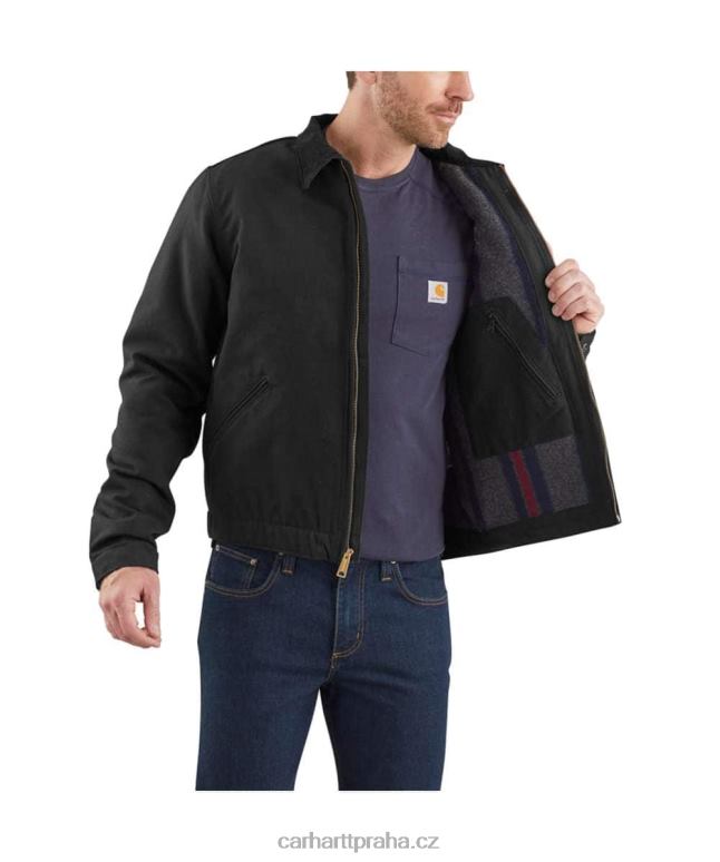 muži Detroitská bunda s kachní dekou uvolněného střihu Carhartt 8BL8V17 Černá