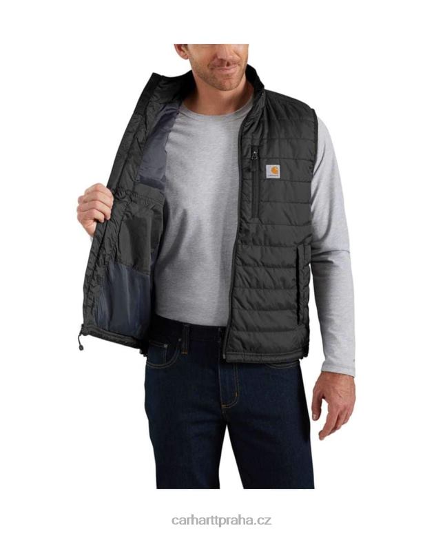 muži Lehká zateplená vesta proti dešti uvolněného střihu Carhartt 8BL8V104 Černá
