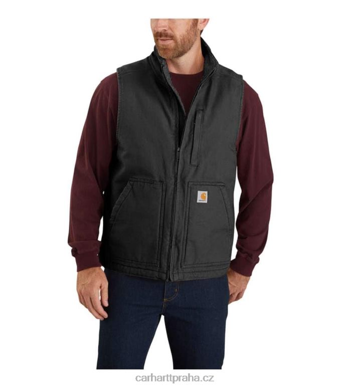 muži Vesta volného střihu sepraná kachní sherpa s výstřihem Carhartt 8BL8V107 Černá