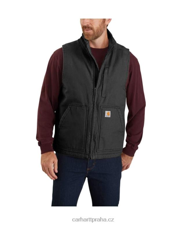 muži Vesta volného střihu sepraná kachní sherpa s výstřihem Carhartt 8BL8V107 Černá