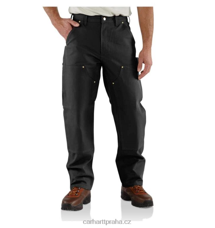 muži Volný střih pevné kachní pracovní kalhoty s dvojitým předním dílem Carhartt 8BL8V63 Černá