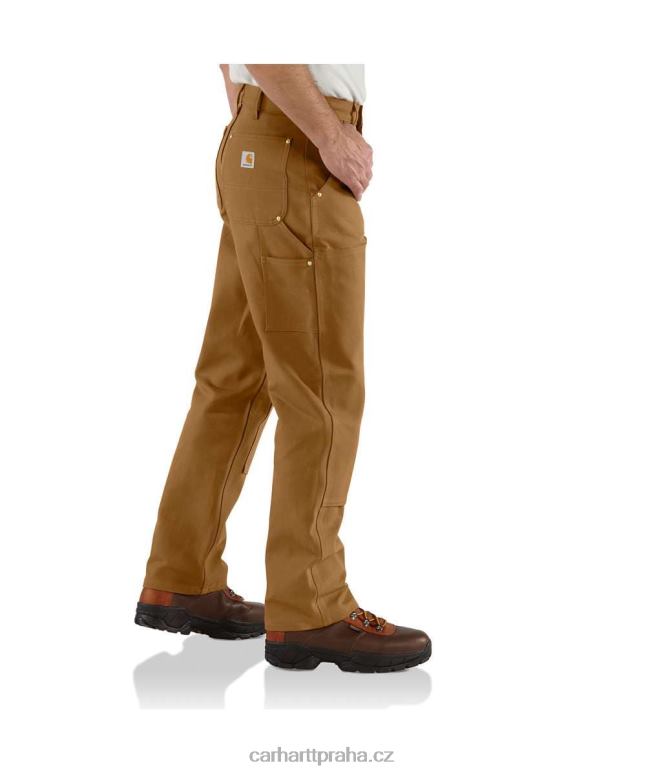 muži Volný střih pevné kachní pracovní kalhoty s dvojitým předním dílem Carhartt 8BL8V63 Černá