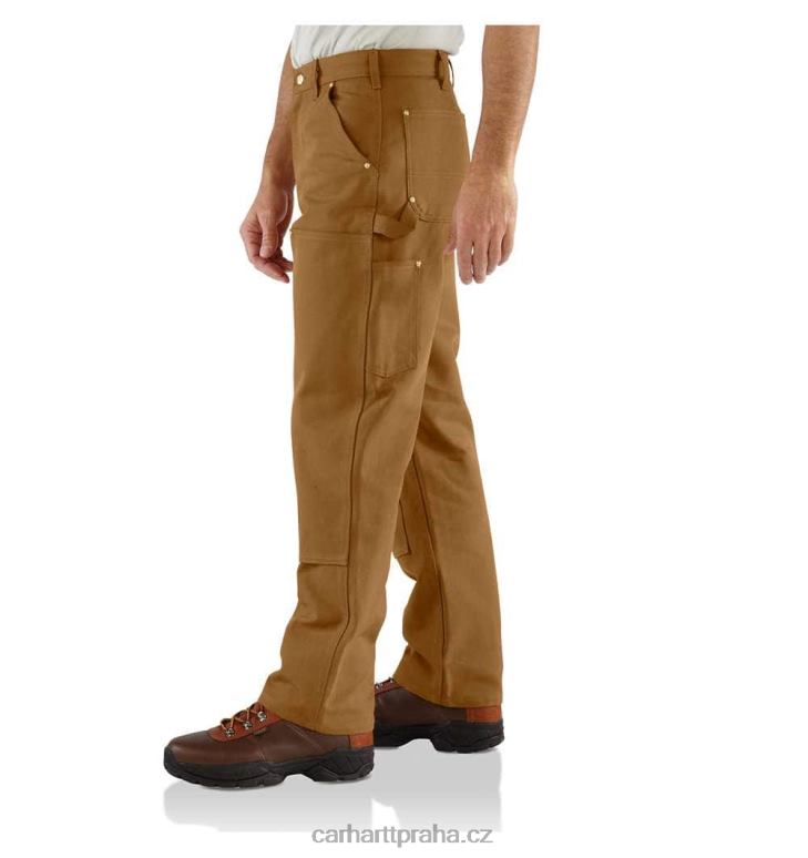 muži Volný střih pevné kachní pracovní kalhoty s dvojitým předním dílem Carhartt 8BL8V63 Černá