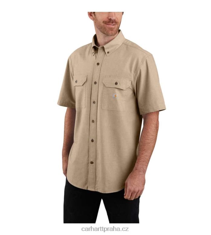 muži Volný střih střední váhy chambray košile s krátkým rukávem Carhartt 8BL8V112 černá chambray