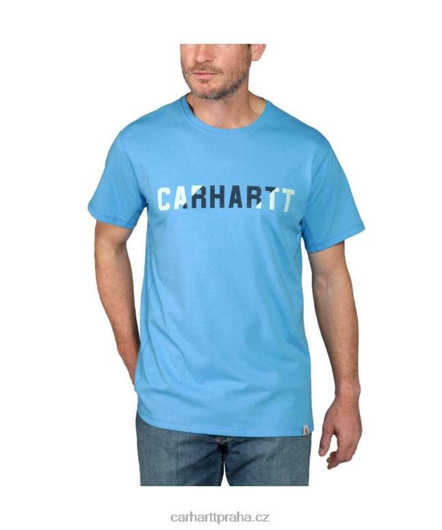 muži force uvolněný střih střední váhy s krátkým rukávem a logem grafické tričko Carhartt 8BL8V133 blankytně modrá