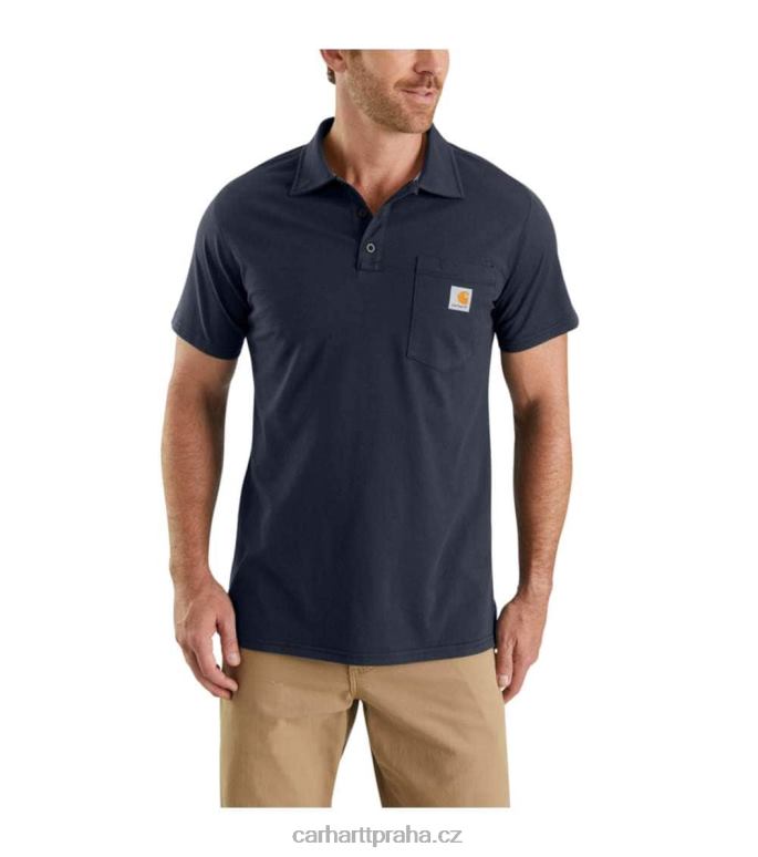 muži force uvolněný střih střední váhy s krátkým rukávem kapesní polo Carhartt 8BL8V131 Černá