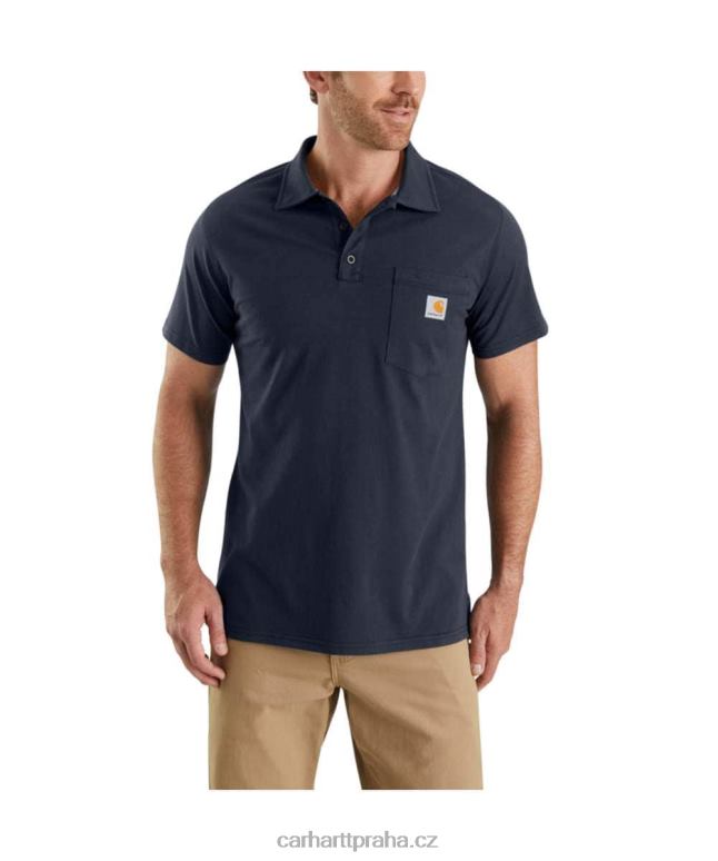 muži force uvolněný střih střední váhy s krátkým rukávem kapesní polo Carhartt 8BL8V131 Černá