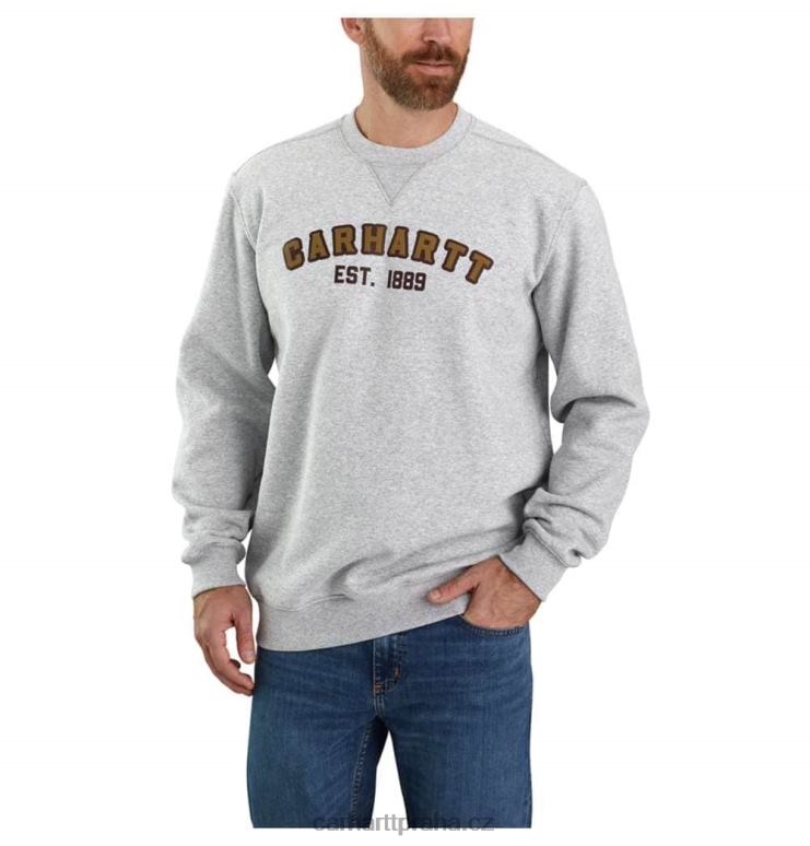 muži mikina s grafickým logem s logem střední váhy s volným střihem Carhartt 8BL8V45 vřesově šedá
