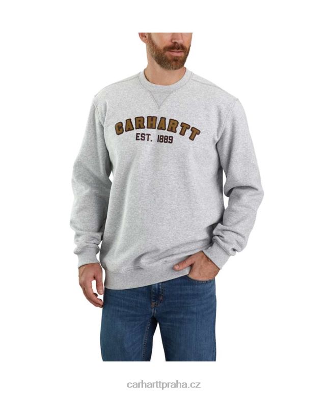 muži mikina s grafickým logem s logem střední váhy s volným střihem Carhartt 8BL8V45 vřesově šedá