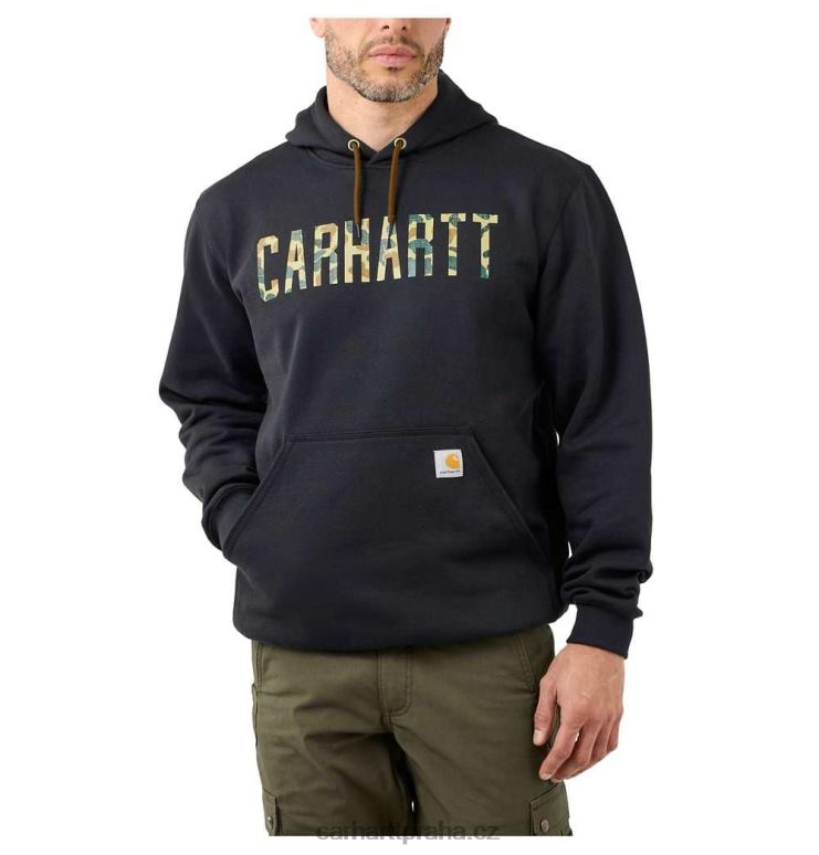 muži mikina s grafickým logem střední hmotnosti ve volném střihu Carhartt 8BL8V46 Černá