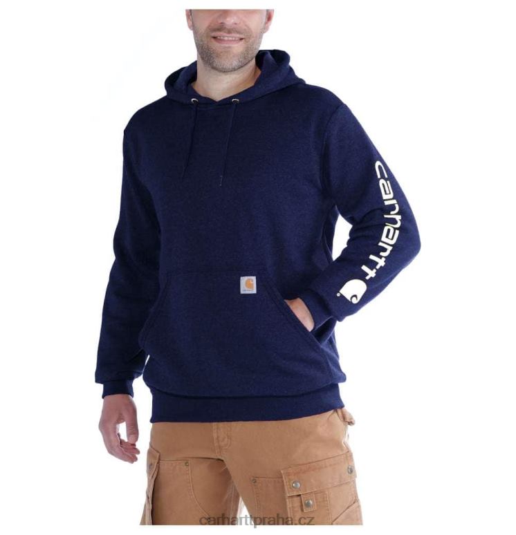 muži mikina s grafickým rukávem s logem střední váhy volného střihu Carhartt 8BL8V38 alpský modrý vřes