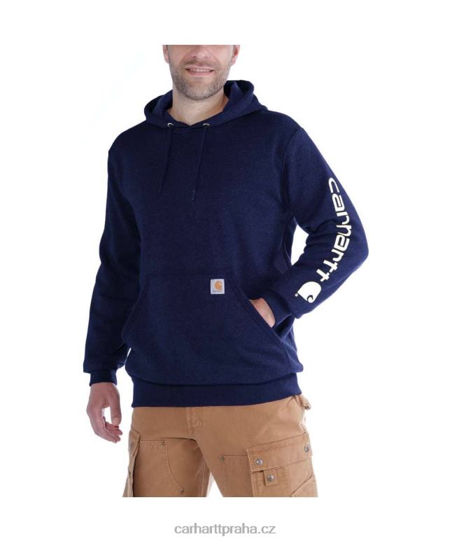 muži mikina s grafickým rukávem s logem střední váhy volného střihu Carhartt 8BL8V38 alpský modrý vřes