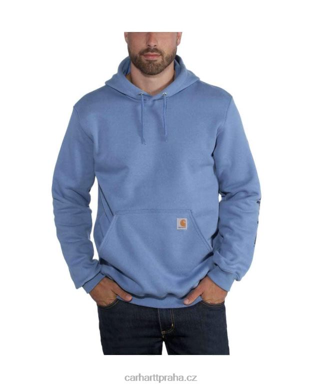 muži mikina s grafickým rukávem s logem střední váhy volného střihu Carhartt 8BL8V38 alpský modrý vřes
