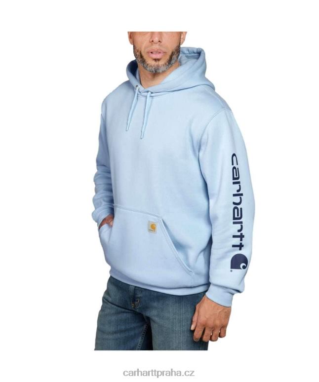 muži mikina s grafickým rukávem s logem střední váhy volného střihu Carhartt 8BL8V38 alpský modrý vřes