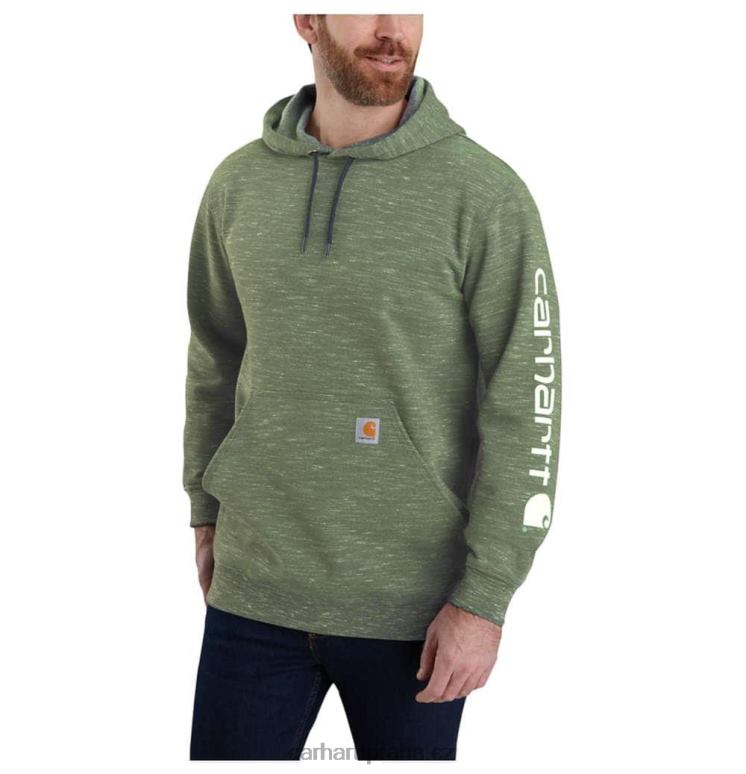 muži mikina s grafickým rukávem s logem střední váhy volného střihu Carhartt 8BL8V38 alpský modrý vřes