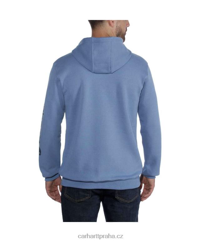 muži mikina s grafickým rukávem s logem střední váhy volného střihu Carhartt 8BL8V38 alpský modrý vřes