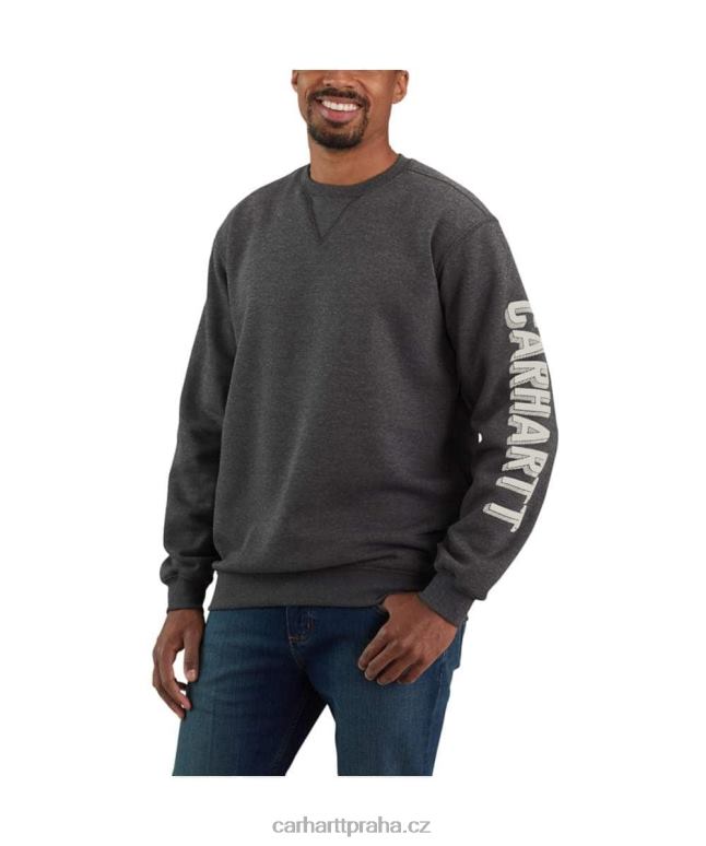 muži mikina s grafickým rukávem s volným střihem střední váhy s posádkou Carhartt 8BL8V49 uhlíkový vřes
