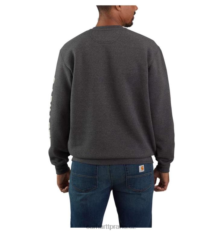 muži mikina s grafickým rukávem s volným střihem střední váhy s posádkou Carhartt 8BL8V49 uhlíkový vřes