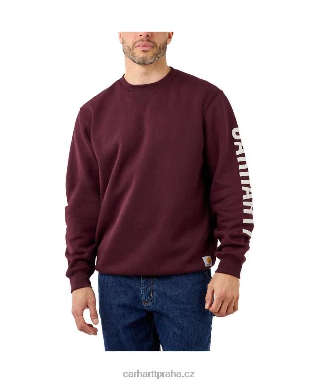 muži mikina s grafikou na rukávu s logem a rukávem střední váhy s volným střihem Carhartt 8BL8V41 uhlíkový vřes