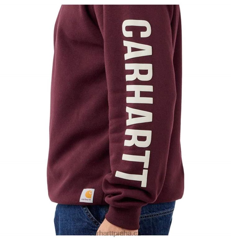 muži mikina s grafikou na rukávu s logem a rukávem střední váhy s volným střihem Carhartt 8BL8V41 uhlíkový vřes