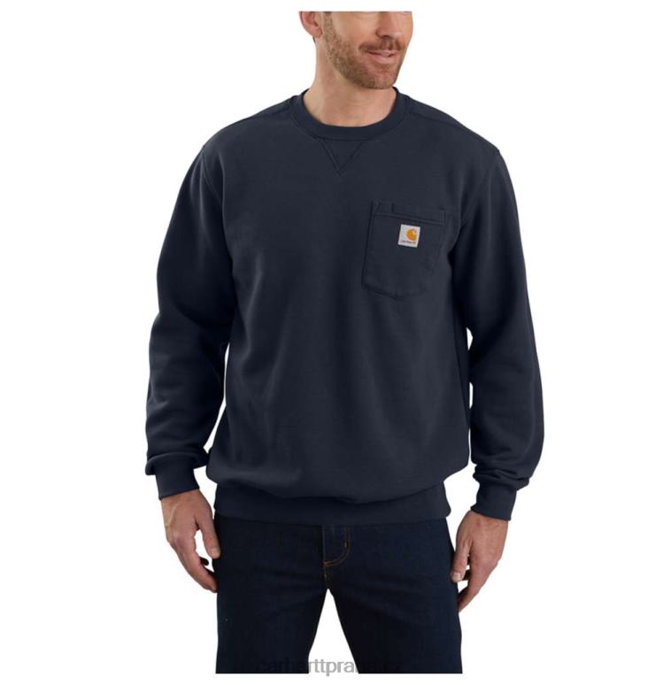 muži mikina s volným střihem střední váhy s kapsami s výstřihem Carhartt 8BL8V35 Černá