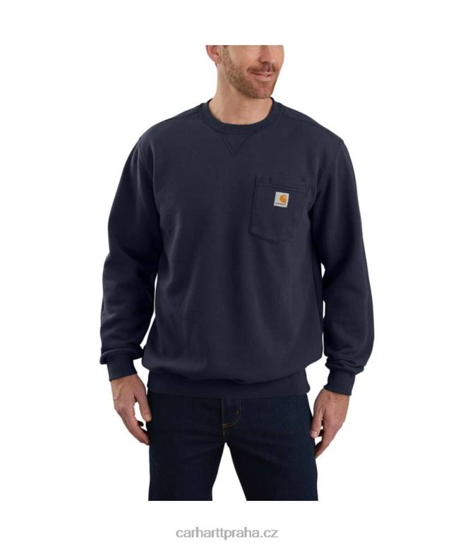 muži mikina s volným střihem střední váhy s kapsami s výstřihem Carhartt 8BL8V35 Černá