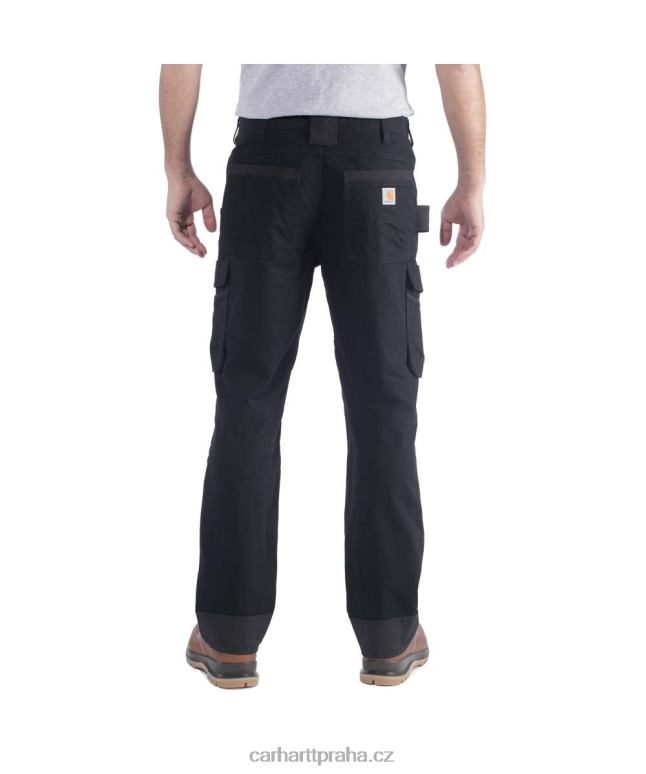 muži ocelové robustní flex uvolněné dvojité přední nákladní pracovní kalhoty Carhartt 8BL8V64 Černá