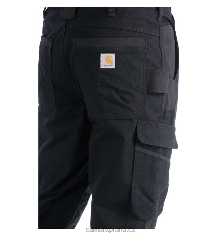 muži ocelové robustní flex uvolněné dvojité přední nákladní pracovní kalhoty Carhartt 8BL8V64 Černá