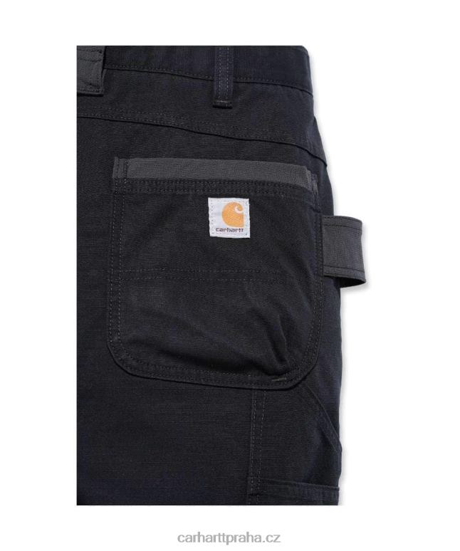 muži ocelové robustní flex uvolněné pracovní kalhoty s dvojitým předním dílem Carhartt 8BL8V57 Černá