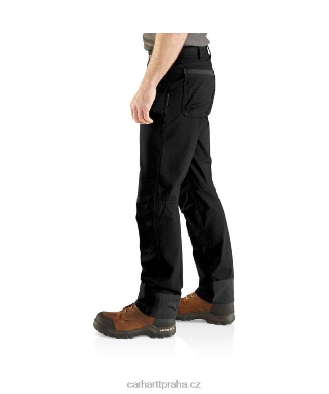muži ocelové robustní flex uvolněné pracovní kalhoty s dvojitým předním dílem Carhartt 8BL8V57 Černá