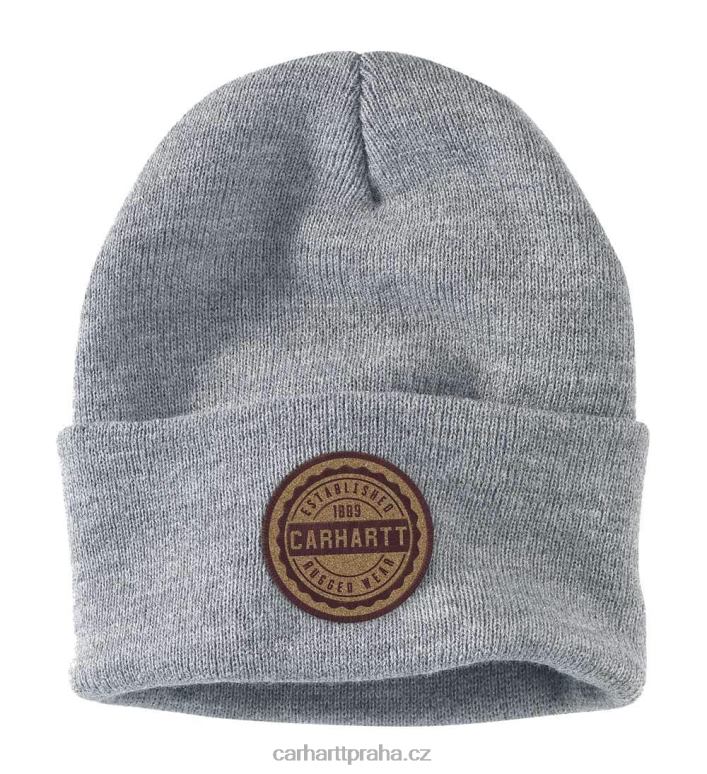 muži pletená odolná čepice s nášivkou Carhartt 8BL8V95 vřesově šedá