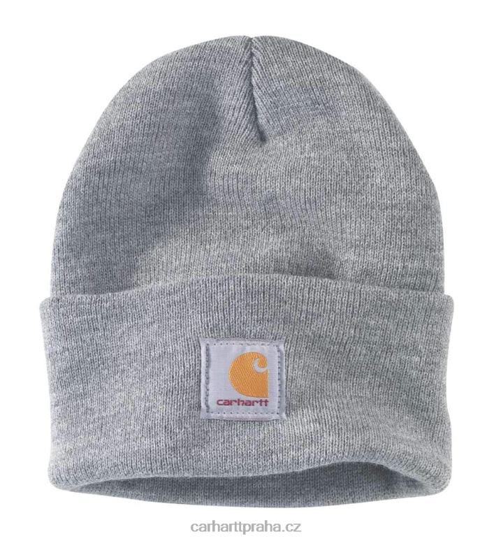 muži pletená odolná čepice s nášivkou Carhartt 8BL8V95 vřesově šedá