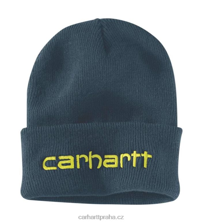 muži pletená zateplená čepice s grafickým logem Carhartt 8BL8V99 Černá