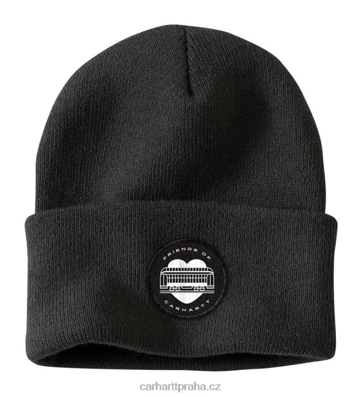 muži pletená čepice s foc grafikou Carhartt 8BL8V97 Černá