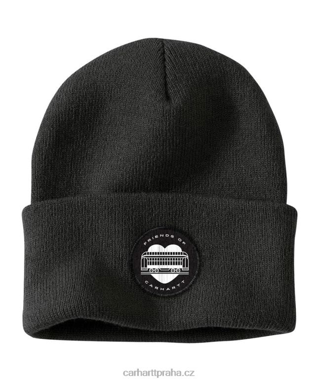 muži pletená čepice s foc grafikou Carhartt 8BL8V97 Černá