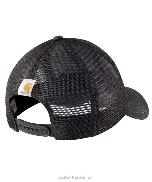 muži plátěná grafická čepice s logem se síťovinou Carhartt 8BL8V88 asfalt černý