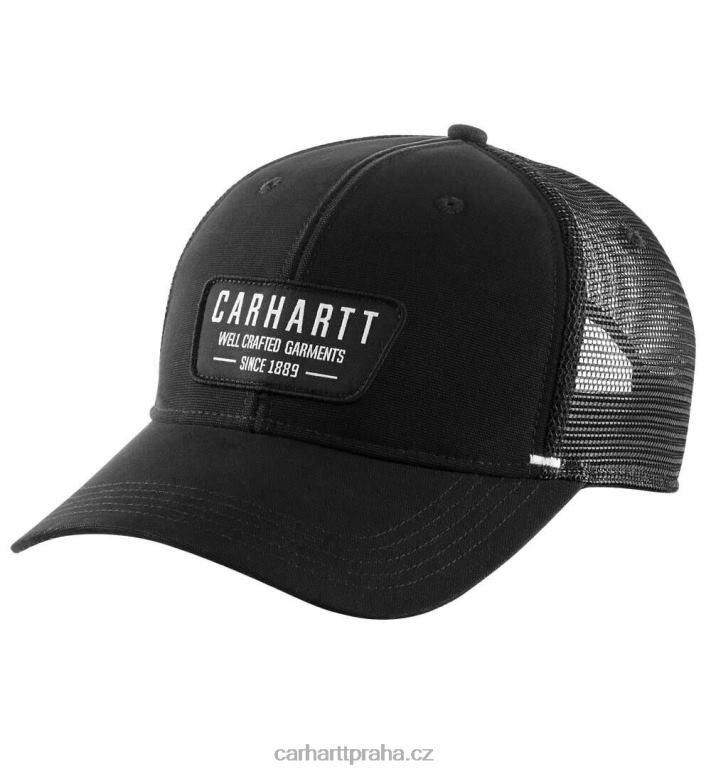 muži plátěná záplatová čepice se síťovinou Carhartt 8BL8V90 Černá