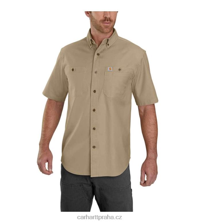 muži robustní flex rigby pracovní košile s krátkým rukávem Carhartt 8BL8V113 tmavě khaki