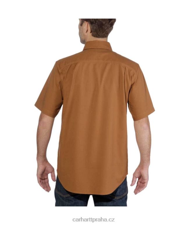 muži robustní flex rigby pracovní košile s krátkým rukávem Carhartt 8BL8V113 tmavě khaki