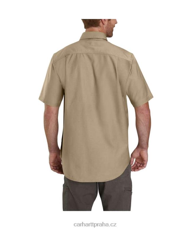 muži robustní flex rigby pracovní košile s krátkým rukávem Carhartt 8BL8V113 tmavě khaki