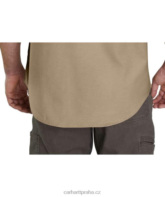 muži robustní flex rigby pracovní košile s krátkým rukávem Carhartt 8BL8V113 tmavě khaki