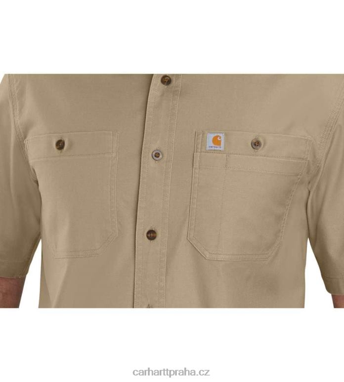 muži robustní flex rigby pracovní košile s krátkým rukávem Carhartt 8BL8V113 tmavě khaki