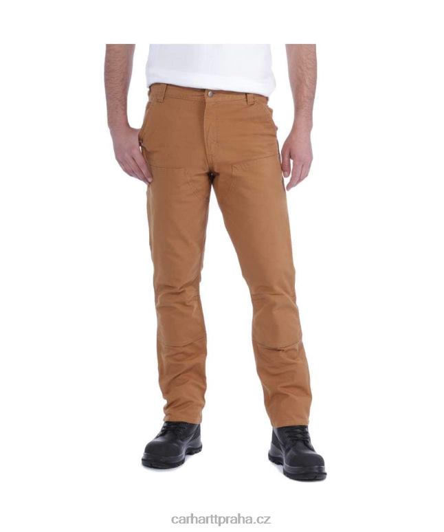 muži robustní flex rovné kachní pracovní kalhoty s dvojitým předním dílem Carhartt 8BL8V52 Černá
