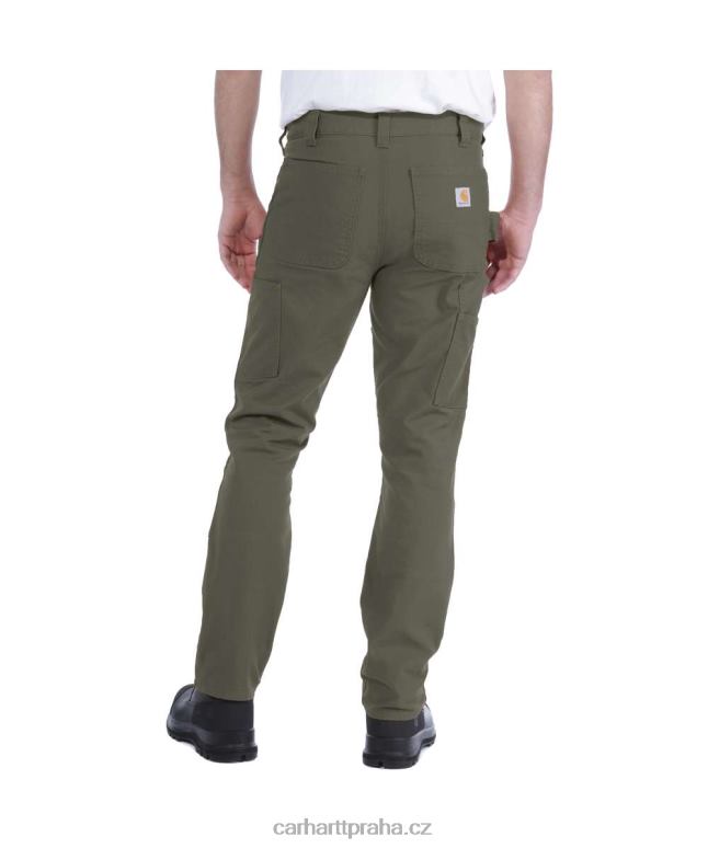muži robustní flex rovné kachní pracovní kalhoty s dvojitým předním dílem Carhartt 8BL8V52 Černá