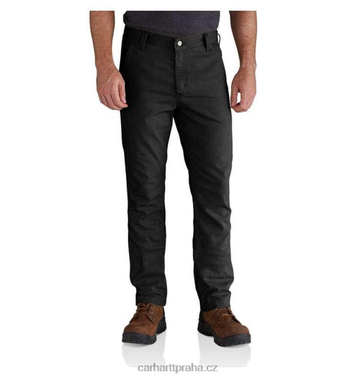 muži robustní flex rovného střihu plátěné 5-kapsové zúžené pracovní kalhoty Carhartt 8BL8V61 Černá