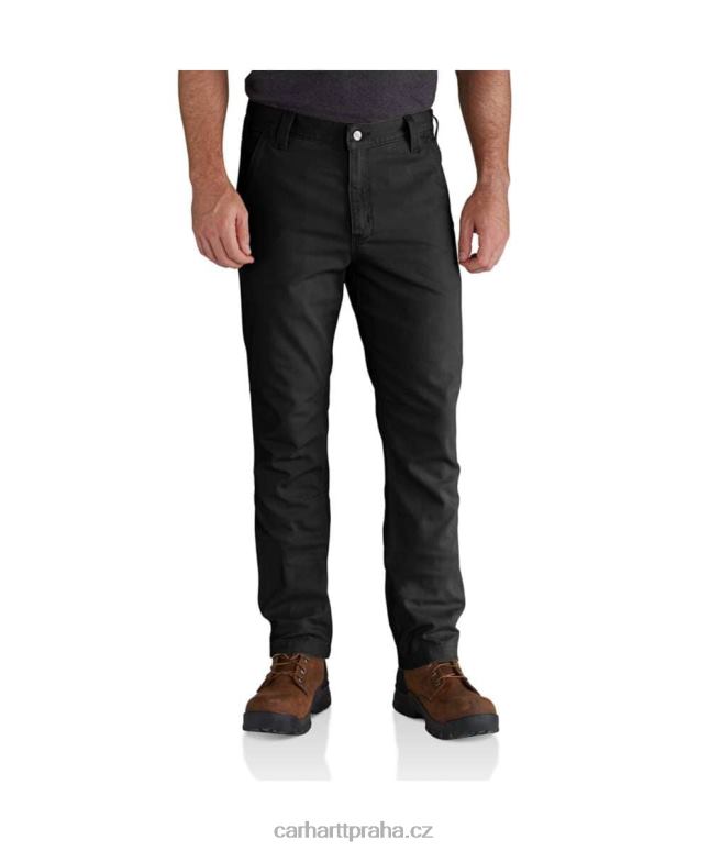 muži robustní flex rovného střihu plátěné 5-kapsové zúžené pracovní kalhoty Carhartt 8BL8V61 Černá