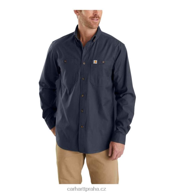 muži robustní flex uvolněná plátěná košile střední hmotnosti s dlouhým rukávem Carhartt 8BL8V115 tmavě khaki