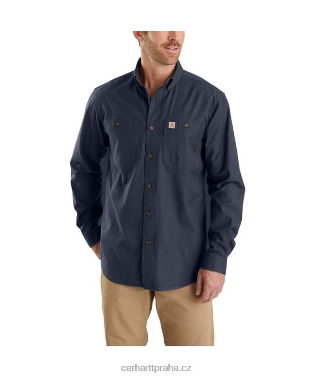 muži robustní flex uvolněná plátěná košile střední hmotnosti s dlouhým rukávem Carhartt 8BL8V115 tmavě khaki