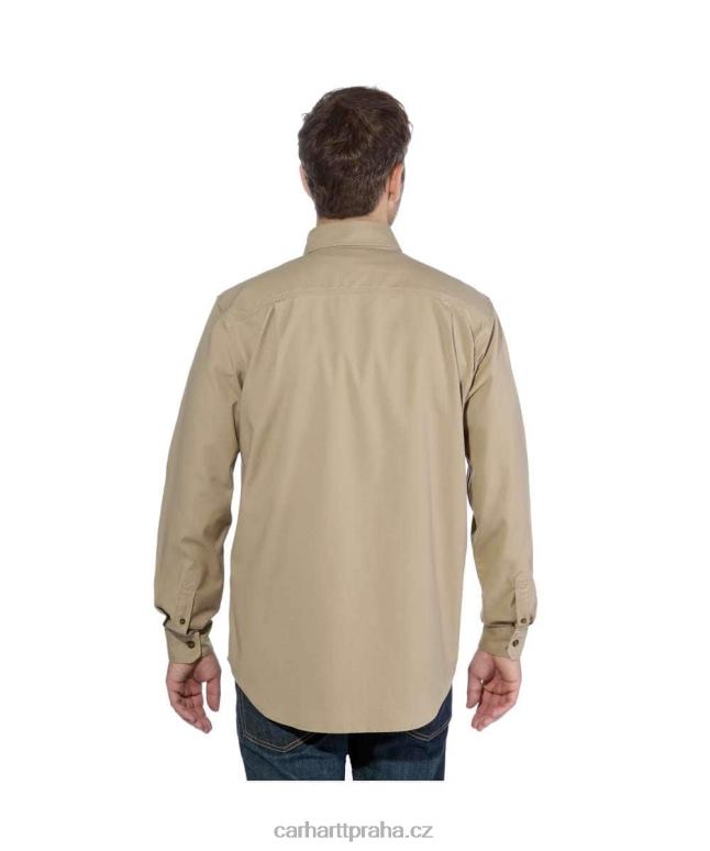 muži robustní flex uvolněná plátěná košile střední hmotnosti s dlouhým rukávem Carhartt 8BL8V115 tmavě khaki
