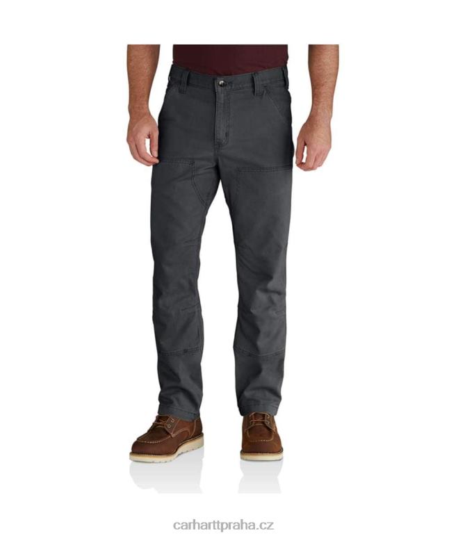 muži robustní flex uvolněné plátěné pracovní kalhoty s dvojitým předním dílem Carhartt 8BL8V59 stín